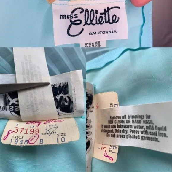 Miss Elliette California 60s Chiffon Dress and Cape VNTG Style 1948B Sky Blue 10 - Picture 11 of 13